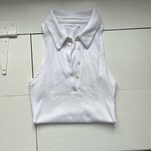 Abercrombie & Fitch white body suit with collar, size medium, lightly worn